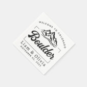 大きい石コロラド結婚州ミニマリスト歓迎 スタンダードカクテルナプキン (角)