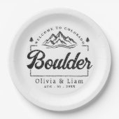 大きい石コロラド結婚州ミニマリスト歓迎 ペーパープレート (正面)