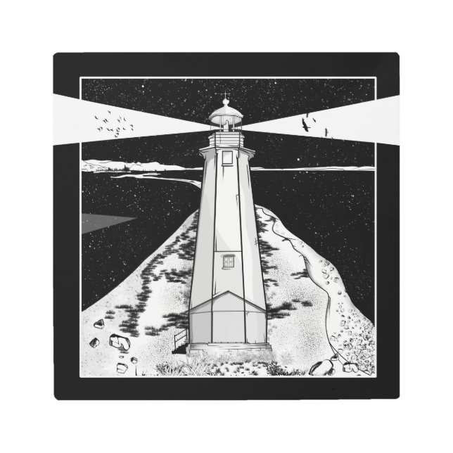 大きい石バンクライトハウス メタルプリント (正面)