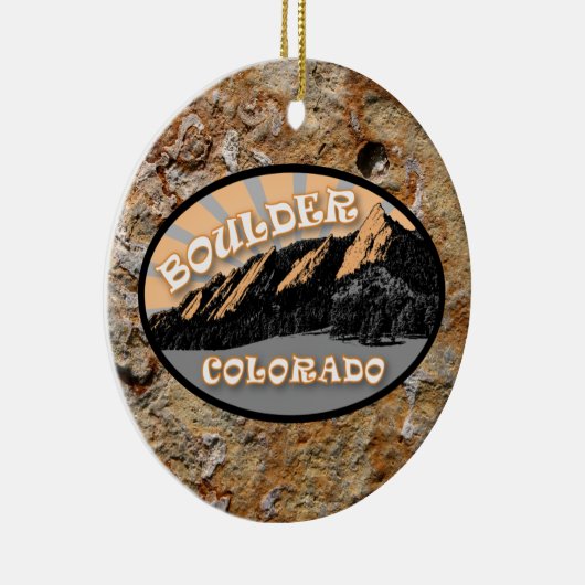 大きい石パーソナライズされたコロラドフラティロンクリスマス セラミックオーナメント (右)