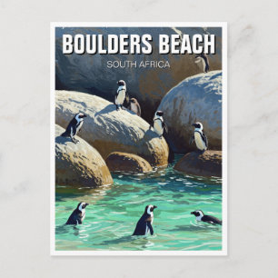 大きい石ビーチペンギン南アフリカ旅行 ポストカード