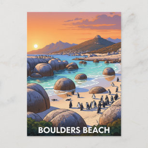 大きい石ビーチペンギン南アフリカ旅行 ポストカード