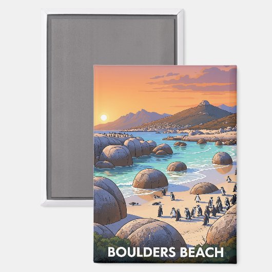 大きい石ビーチペンギン南アフリカ旅行 マグネット (正面/裏面)