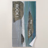 大きい石ビーチ顧客文字おもしろいビーチタオル ビーチタオル (正面)