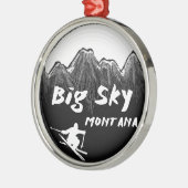 大きい空のモンタナの芸術的なスキーヤー メタルオーナメント (左)