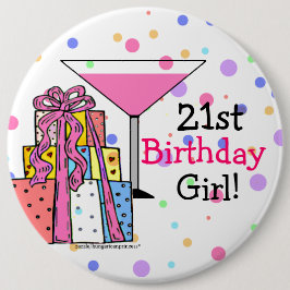 大きい第21誕生日の女の子 缶バッジ