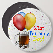 大きい第21誕生日の男の子 缶バッジ (正面&裏面)