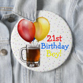 大きい第21誕生日の男の子 缶バッジ (インサイチュ)