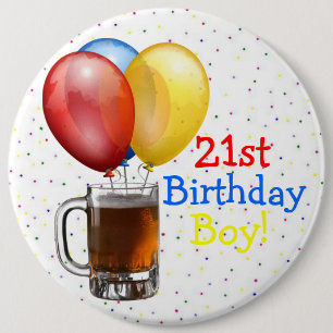 大きい第21誕生日の男の子 缶バッジ