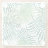 大きい緑のシダやしおよびMonsteraの熱帯植物 ガラスコースター (裏面)