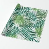 大きい緑のシダやしおよびMonsteraの熱帯植物 ラッピングペーパー (アンロールド)