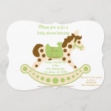 大きい緑の揺り木馬のベビーシャワー