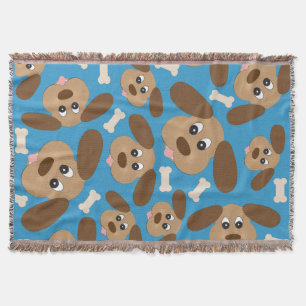 大きい耳を搭載するかわいい微笑犬 スローブランケット