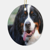 大きい舌のオーナメントを持つバーニーズ・マウンテン・ドッグ セラミックオーナメント (左)