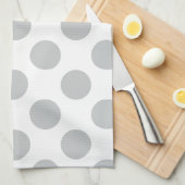 大きい薄い灰色の水玉模様 キッチンタオル (四つ折り)