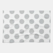 大きい薄い灰色の水玉模様 キッチンタオル (横)