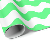 大きい薄緑および白の波の包装紙 ラッピングペーパー (ロールコーナー)