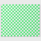 大きい薄緑および白の点検の包装紙 ラッピングペーパー (フラット)