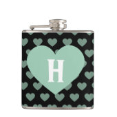 大きい薄緑のハート及び黒い背景 フラスク (正面)