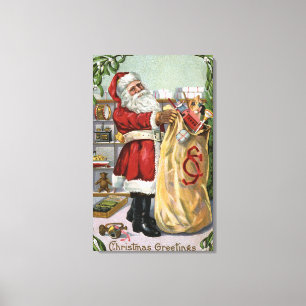 大きい袋とのクリスマスGreetingSanta キャンバスプリント
