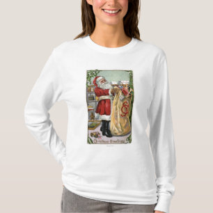 大きい袋とのクリスマスGreetingSanta Tシャツ