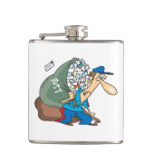 大きい袋を運んでいる郵便配達員 フラスク (正面)