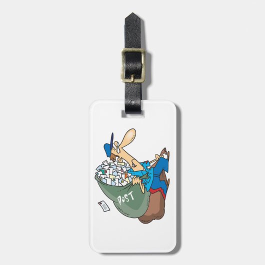 大きい袋を運んでいる郵便配達員 ラゲッジタグ (正面縦)