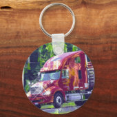 大きい装備の貨物トラックの恋人の芸術 キーホルダー (正面)