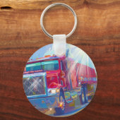 大きい装備の貨物トラックの恋人の芸術 キーホルダー (正面)