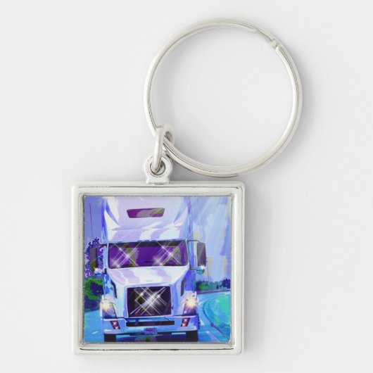 大きい装備の貨物トラックの恋人の芸術 キーホルダー (正面)