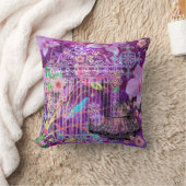 大きい装飾用クッション、バイオレット、ヴィンテージの鳥籠 クッション (ブランケット)
