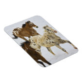 大きい角山、雪4で走っている馬 マグネット (右側)