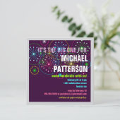 大きい誕生日のための花火のお祝い 招待状 (スタンド正面)