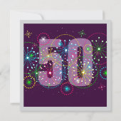 大きい誕生日のための花火のお祝い 招待状 (裏面)