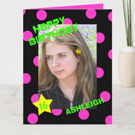 大きい誕生日カードまたは大きい画像（年齢と写真） カード (正面)