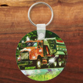 大きい貨物自動車のオレンジ砂利のトラックの芸術Keychain キーホルダー (正面)