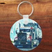 大きい貨物自動車の赤い砂利のトラックの芸術Keychain キーホルダー (正面)