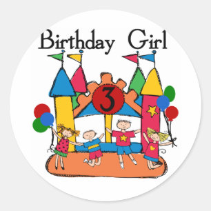 大きい跳ね上がりの女の子の第3誕生日のTシャツおよびギフト ラウンドシール