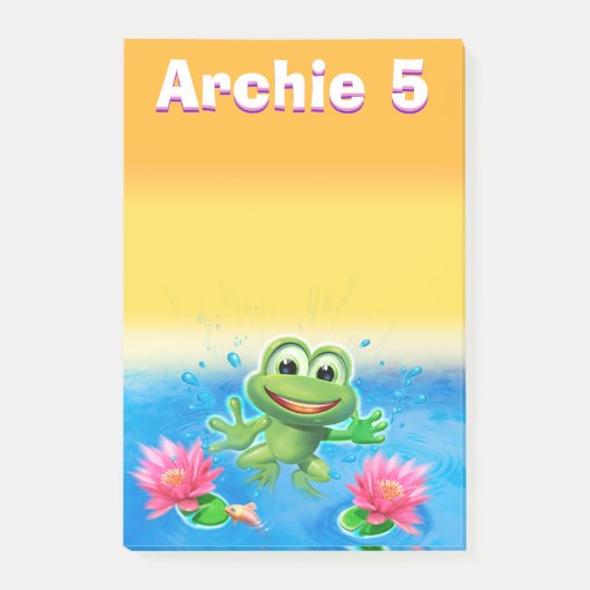 大きい跳躍のカエルのカスタムなノートのブロック ポストイット (正面)