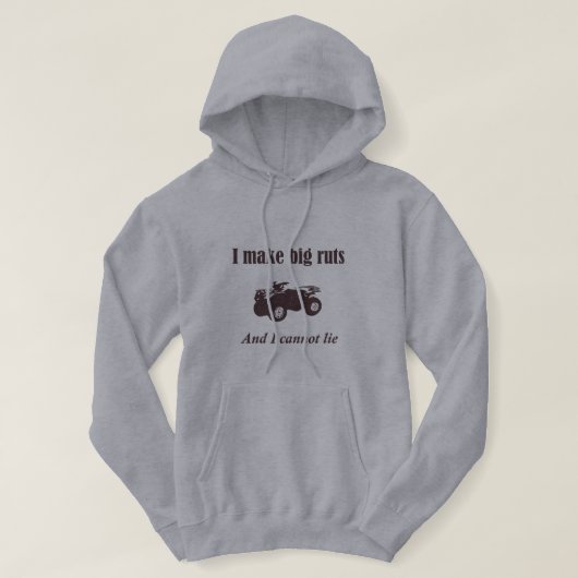 大きい轍のおもしろいな4荷車引きATVの国のフード付きスウェットシャツ パーカ (デザイン正面)