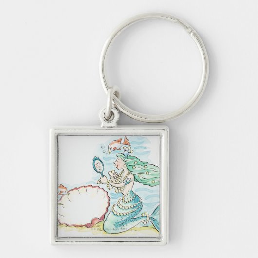 大きい選択をの身に着けている緑髪の人魚 キーホルダー (正面)