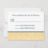 大きい金ゴールドおよび緑のヴィンテージの花RSVP 出欠カード (裏面)