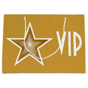 大きい金ゴールドの星のプリントVIPの金ゴールド ラージペーパーバッグ