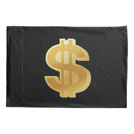 大きい金ドル記号の枕 枕カバー (裏面-左)