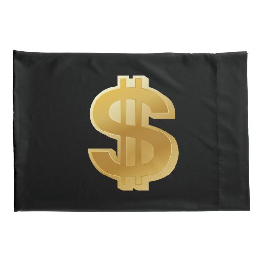 大きい金ドル記号の枕 枕カバー (裏面-右)