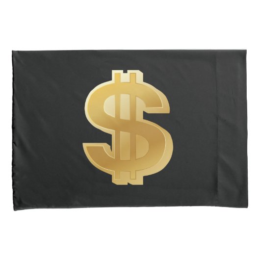 大きい金ドル記号の枕 枕カバー (正面右)