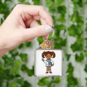 大きい針およびクリップボードを持つGirl漫画の博士 キーホルダー (手)