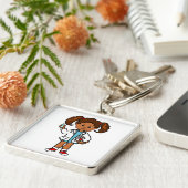 大きい針およびクリップボードを持つGirl漫画の博士 キーホルダー (側面)