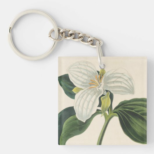大きい開花したエンレイソウ キーホルダー (正面)