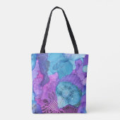 大きい青またはラベンダーのトート トートバッグ (裏面)